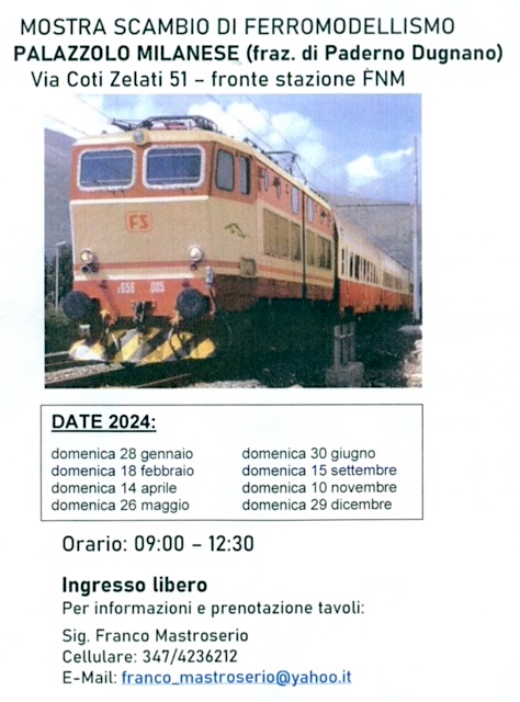 EVENTI  Domenica 3 Dicembre 2023 la 4a edizione della Mostra Scambio di modellismo  ferroviario - Binari & Dintorni